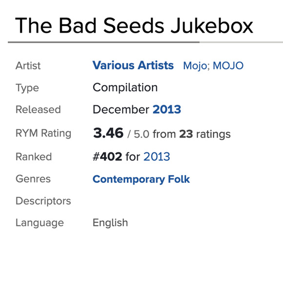 The Bad Seeds Jukebox MOJO Magazine 2014 Feb CD (NWT) - Picture 5 of 5